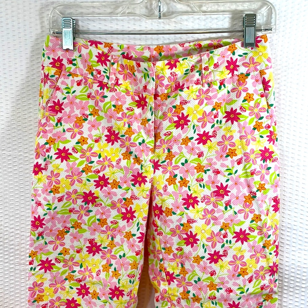 Lilly Pulitzer Pink Floral Pique Crop Pants